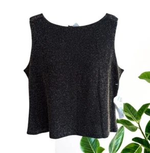 R & K Evening Women's Sleeveless Glimmering Tank Top Black Gold Size 16 - Picture 1 of 15