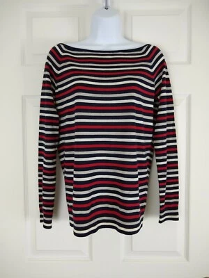 Theory Navy Blue Ebliss Refine Merino Wool Boat Neck Pullover Sweater Top SZ S  - Image 1 of 4