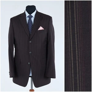 Mens STONES Size UK 40L Vintage Striped Brown Wool Sport Coat Blazer Jacket - Picture 1 of 13