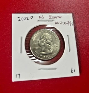2002 D US QUATER DOLLAR MISSISSIPPI COIN - Picture 1 of 2