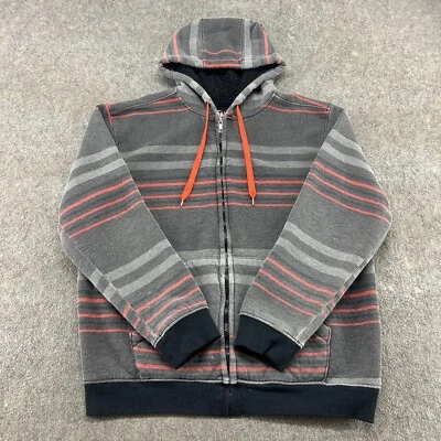 VINTAGE Route 66 Hoodie Mens XL Grey Orange Full Zip Striped Sherpa Skater Y2K - Image 1 of 4