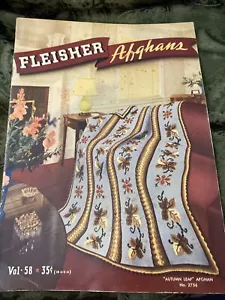 RARE VINTAGE 1939 FLEISHER'S AFGHANS VOL 58 PATTERN BOOK OF 9 UNUSUAL CROCHET - Picture 1 of 11