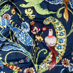 Peacock Pure Cotton print Running Boho loose Blue dress making fabric by yard - Picture 1 of 6