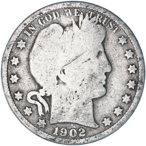 1902 O Barber Half Dollar 90% Silver About Good AG See Pics X184 Cover
