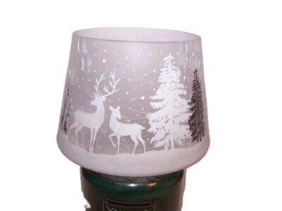 Yankee Candle Winter Wonderland Deer & Snow Crackle Glass Candle Shade New - Image 1 of 3
