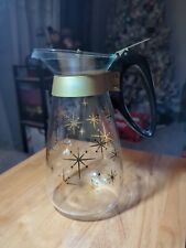 Vintage Gold Atomic PYREX Carafe with Lid - Large 6 Cups! RARE
