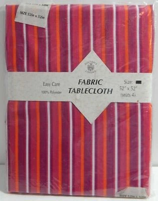 Sultan's Linens Fabric Tablecloth 52 x 52 Square Multi Colored Striped - Image 1 of 4