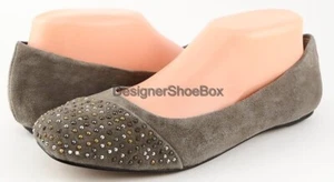 DOLCE VITA NIRVANA Grey Suede Designer Jeweled Shoes Ballet Flats 9.5 - Picture 1 of 4