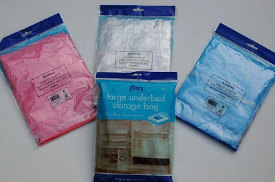 BASIC THIN PLASTIC UNDER BED STORAGE BAG ZIPPED - UNIT SPACE - 105 x 43 x 16 cm - Image 1 of 3