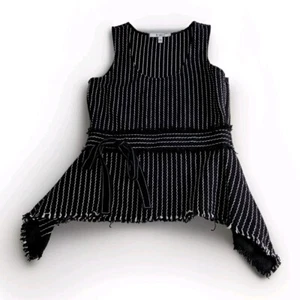 Derek Lam 10 Crosby Asymmetrical Top Size 2 S Designer Peplum Bow Black White - Picture 1 of 8