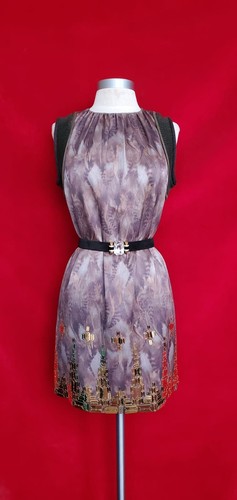 Undercover Co. Ltd Brown Feather Print Wool Silk Dress Size 2