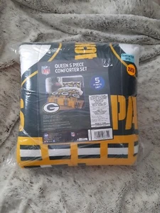 Green Bay Packers NFL Queen 5 Pc Comforter Bedding Set Fitted Flat Sheets 2020 - Picture 1 of 3