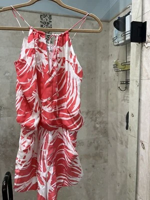 Pantalones Cortos Parker Mujer Seda Rosa Blanco Correa Espagueti Mameluco Blanco Talla XS Foto 1 de 4