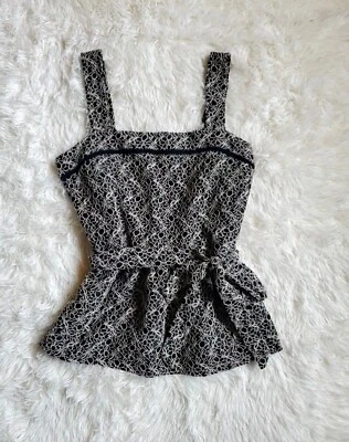 Banana Republic подпоясанный темно-синий и желтовато-коричневый без рукавов кружева плиссированные бак маленький RT$58 - Изображение 1 из 4