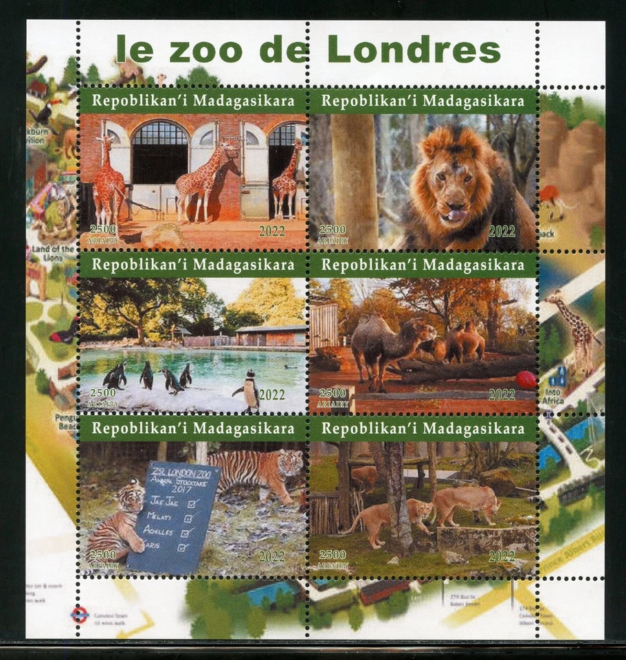 Madagascar 2022 El Londres Zoo Hoja Timbre Nh - Imagen 1 de 1
