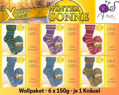 Wollpaket Sockenwolle "Opal XLarge Wintersonne" 8fach 6x150g  mulesingfrei - Bild 1 von 4