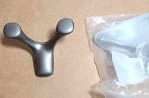 Coat Hooks (2) Wall Mounted Double Hooks for Hanging Towels Coats Brushed Chrome - Picture 1 of 2