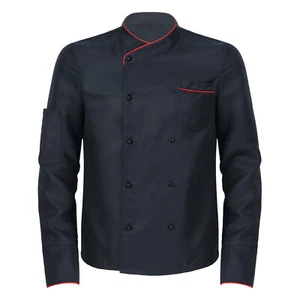 Men's Chef Coat Long Sleeve Chef Jacket Double Breasted Kitchen Cook Top Uniform - Picture 1 of 63