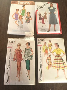 1950s-70s Simplicity 2553 2475 6975 5196 Blouse Dress Skirt SEWING PATTERN - Picture 1 of 6