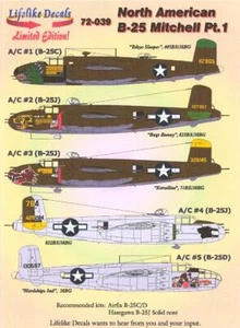 Lifelike Decals 1/72 North American B-25 Mitchell Bomber Part 1 - Bild 1 von 4