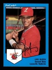 LUIS ALICEA SIGNED 1989 PROCARDS LOUISVILLE REDBIRDS #1263 ON-CARD AUTO
