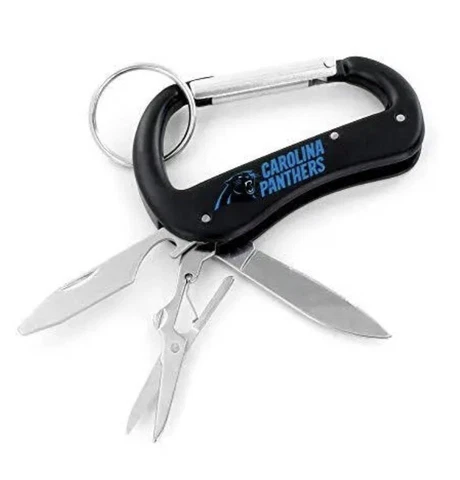 NFL Carolina Panthers Carabiner Multi-Tool Keychain Black Cover