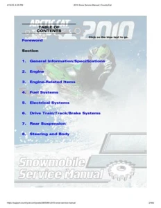 Arctic Cat Snowmobile Service Manual | 2010 | MAILED CD OR USB - Foto 1 di 12