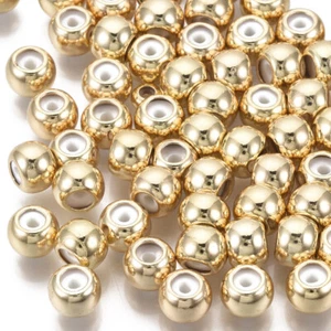 5-10pcs Gold Plated Stopper Beads Round Insert Rubber Adjustable Slider Bead - Picture 1 of 10