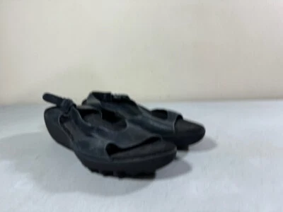 TSUBO WOMEN'S BLACK LEATHER SLINGBACK WEDGE SANDALS SIZE 6 - Image 1 of 3