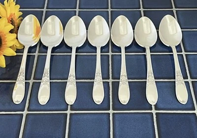 Набор из 7 посеребренных овальных суповых ложек Wm Rogers БОРДОВОЕ ШАМПАНСКОЕ 1934 - Изображение 1 из 4