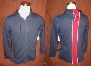 LOVE.LIFE.LIVE Giacca donna full zip con cappuccio track, blu/rosso, taglia M nuova reg $68 - Foto 1 di 8