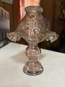 Lampada a candela fatata vetro arte Fenton rose cavolo 3 pezzi rosa polveroso candelino cangiante - Foto 1 di 17