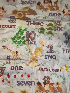 Vintage 1970s Handmade Let's Count 1,2,3... Twin Size Comforter Blanket Double - Picture 1 of 2