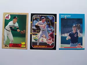 Lot of (3) 1987 Cory Snyder Baseball Cards Topps 192, Donruss 526, Fleer 260 - Picture 1 of 5
