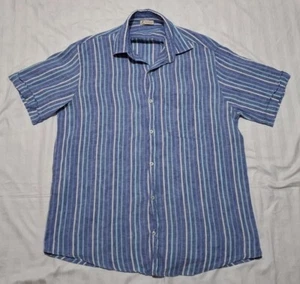 Men's Linen Shirt Italian Made Size Large Good Clean Condition Q75 - Picture 1 of 4