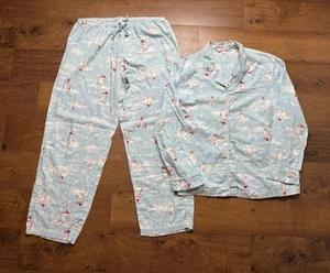 Pijama vintage de franela de oso polar azul Victoria Secret conjunto de 2 piezas talla mediana - Imagen 1 de 12