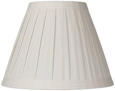 Lamp Shade Creme Linen Medium Box Pleat 7" Top x 14" Bottom x 11" H (Spider) - Image 1 of 4