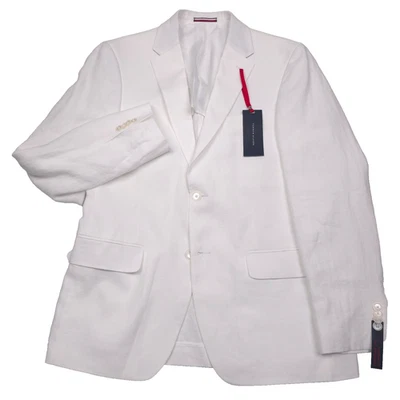 $360 Tommy Hilfiger Brent Solid White Linen Blazer Suit Jacket Mens Size 44S - Image 1 of 4