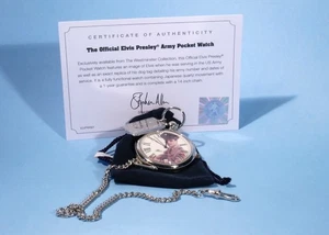 Elvis Presley Lovely Army Pocket Watch With Silver Chain & Tag*NEW & Certificate - Picture 1 of 14