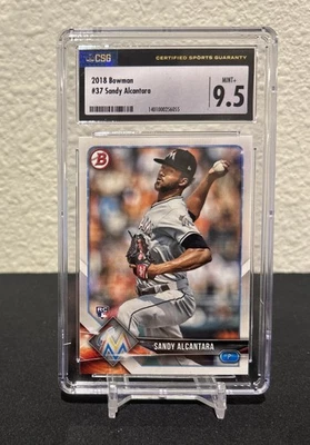 2018 Topps Bowman Sandy Alcantara RC CSG 9.5 #37 Miami Marlins - Image 1 of 2