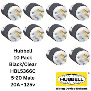 LOTE 10x Hubbell HBL5366C AC Macho Edison NEMA 5-20P Enchufe 15A 125V Conector CL/BK - Imagen 1 de 7