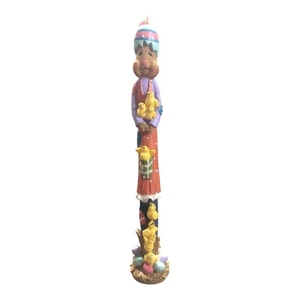 Bleistift groß dünn Osterhase Mädchen Figur rosa Kleid Küken in der Hand Dekor 11" - Bild 1 von 11