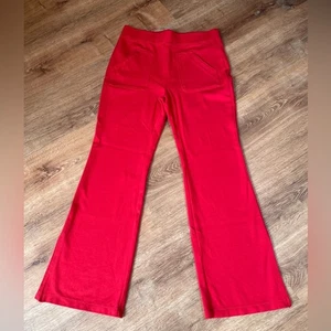 Maeve Anthropologie Eve Ponte Pantalón Acampanado Pierna Ancha MEDIANO Rojo Elástico - Imagen 1 de 10