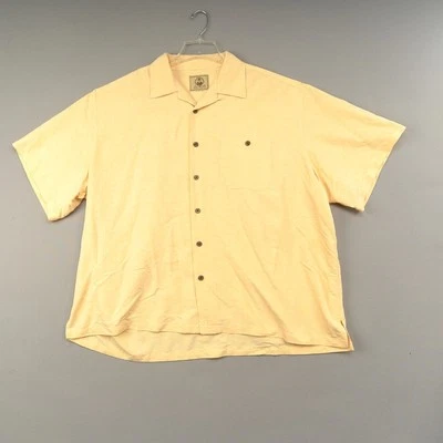 Joe Marlin Camp Shirt Men 4X Yellow Textured Rayon Relaxed Fit Loop Collar - Image 1 of 4