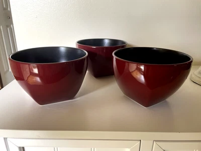 Juego de 3 cuencos sopera de cereales Eastside de Pfaltzgraff repuesto genuino rojo negro Foto 1 de 4