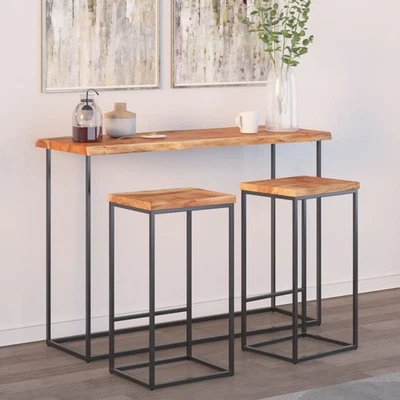 Table Top Solid Acacia Natural Wood Live Edge 110x40x2.5 cm  Sealed Finish - Image 1 of 4