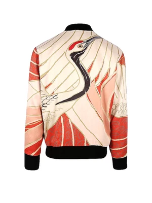 Men's HUGO BOSS Luxury Bird Print Military Utility Coat Bomber Jacket SZ M EU 48 - Image 1 of 4