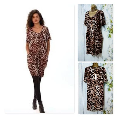 Roman  Curve Animal Print Dress With Pockets Size 20 Casual Office Party - Image 1 of 4