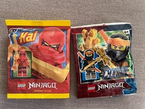Lego Ninjago Cole Foil Pack & Kai Dragon’s Rising Minifigure Euro New Packs Lot - Picture 1 of 2