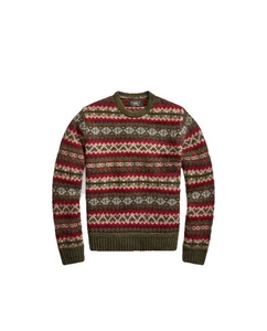 Suéter RRL Ralph Lauren Fair Isle cuello redondo para hombre mezcla 55 % lana-45 % pelo de alpaca - Imagen 1 de 19